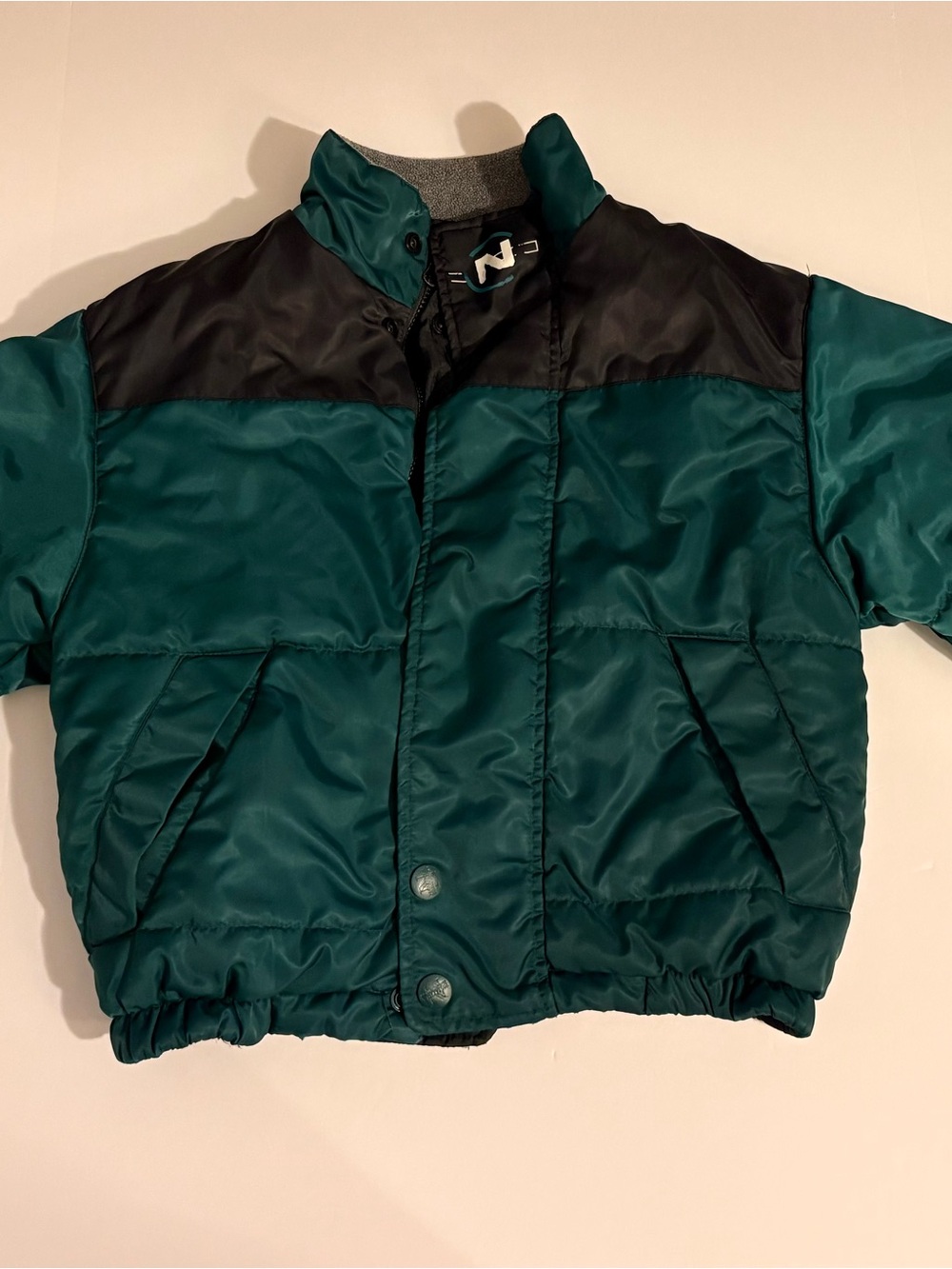 Nautica Teal and Black Kids Puffer  vintage biJacket